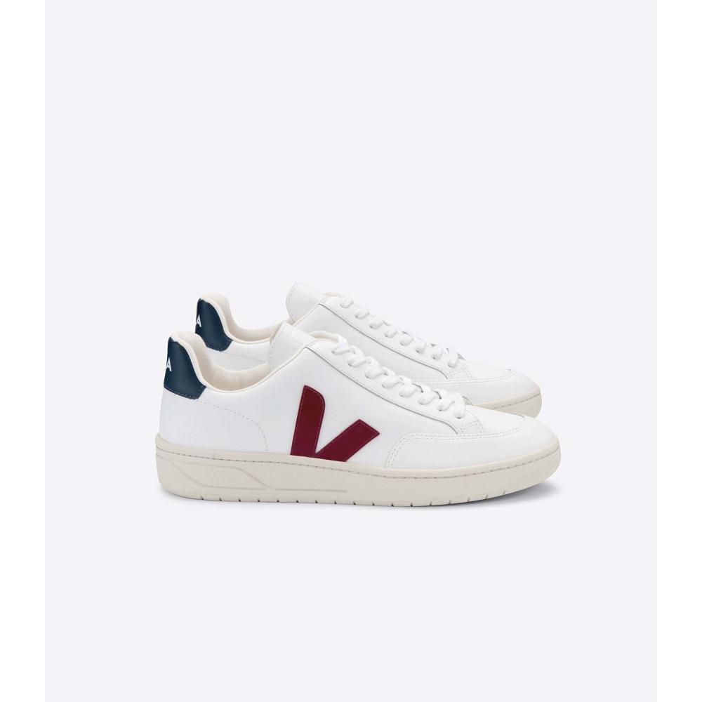 Veja V-12 LEATHER Sneakers Dames White/Red | BE 675FDN